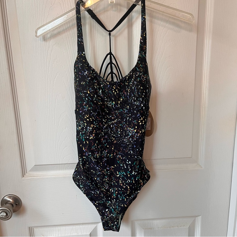 Prana Black Multicolor One Piece Swimsuit